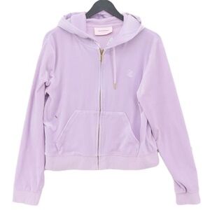 Juicy Couture Classic Velour Zip Hoodie in Lilac
